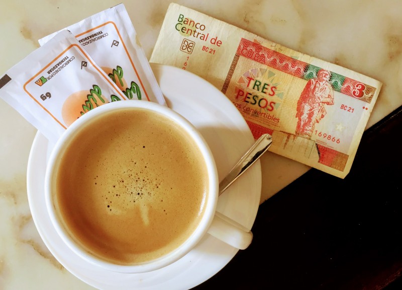 Coffee and Cash at a Hotel in Havana